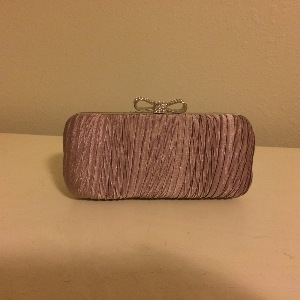 Lavender clutch with sparkle bow detail